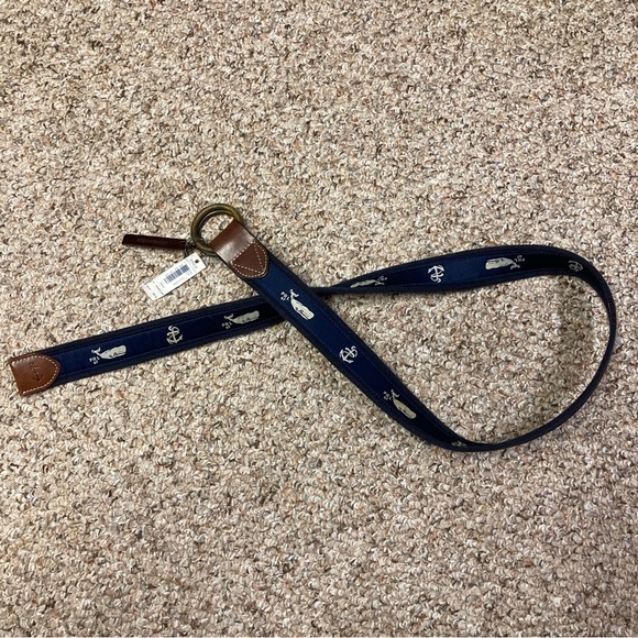 Ralph Lauren nautical whale belt Nantucket Moby Dick woven sailing anchors sz M - Picture 2 of 2